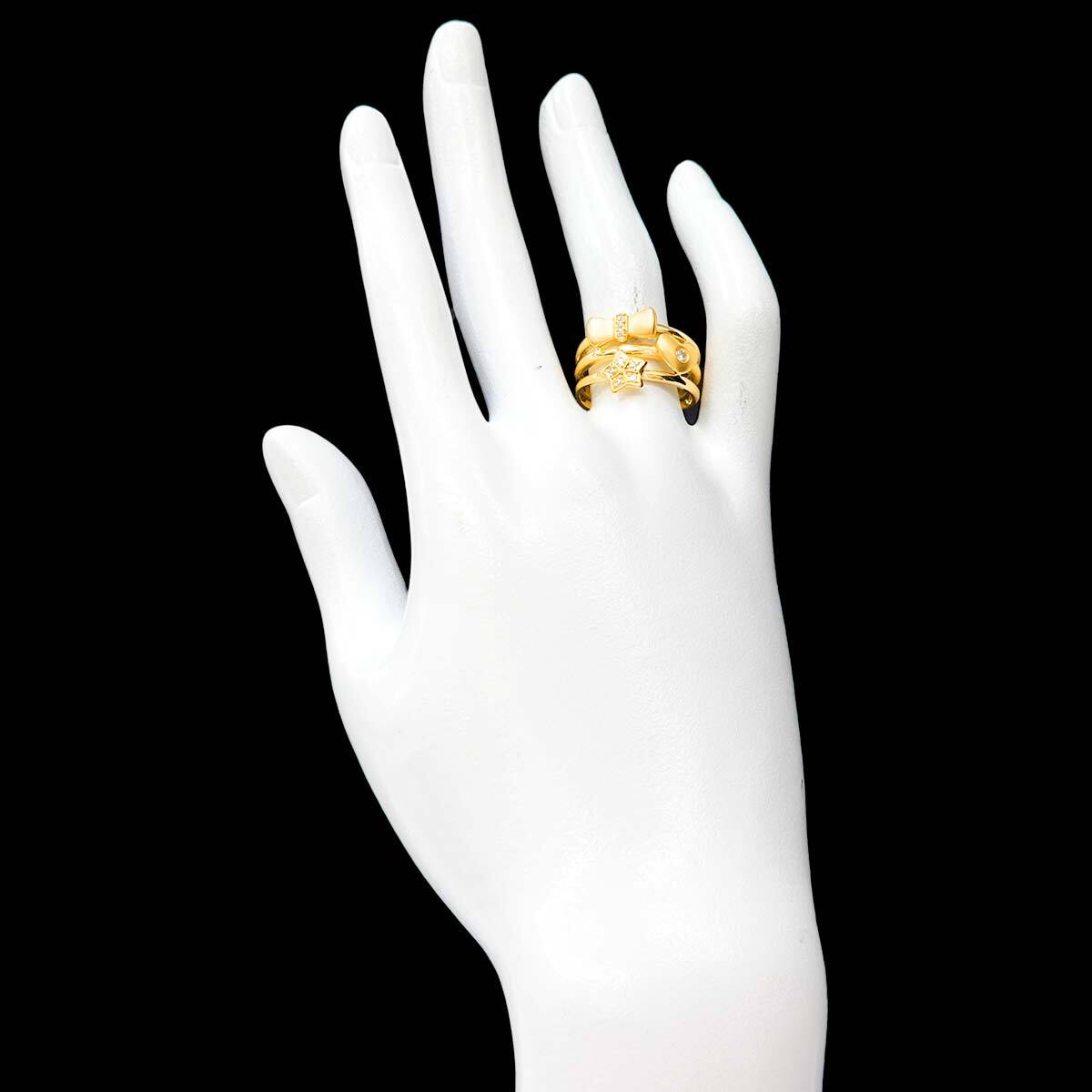 Luxury Promise Japan Diamond 0.10ct Ring 18K YG Yellow Gold 750 7.25-7.5(US) 90280590