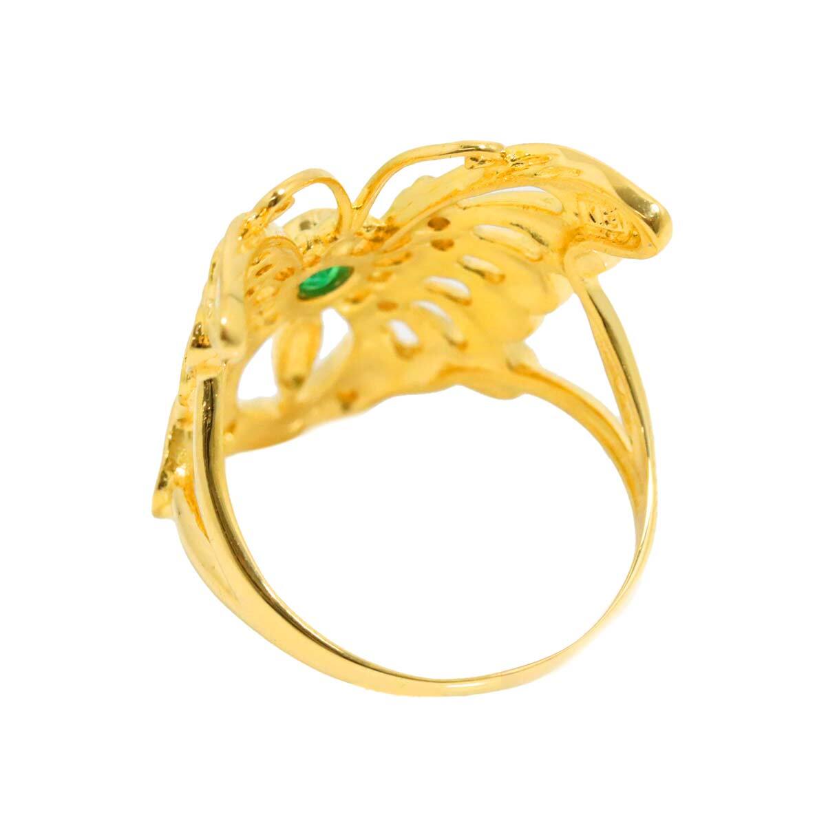 Luxury Promise Japan Emerald 0.18ct Diamond 0.08ct Ring 18K YG 750 size6.25-6.5((US) 90282826