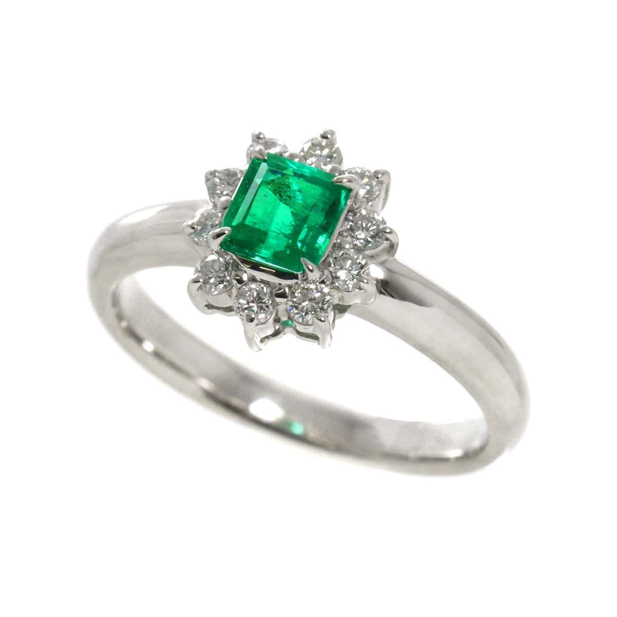 Luxury Promise Japan Emerald 0.45ct Diamond 0.24ct Ring Pt Platinum Size5.5-5.75(US) 90283346