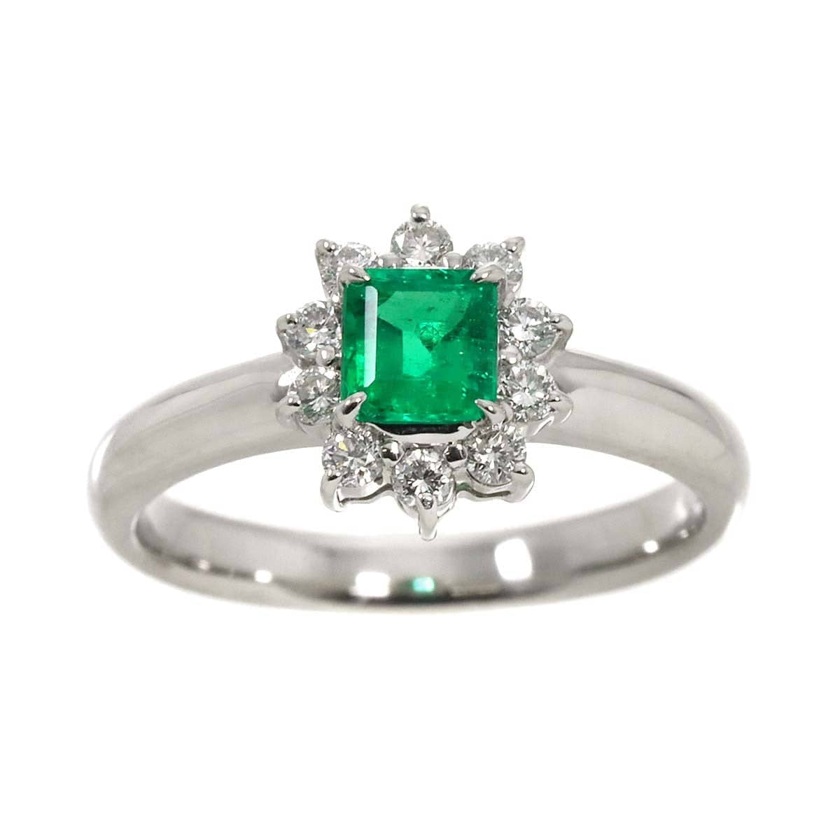 Luxury Promise Japan Emerald 0.45ct Diamond 0.24ct Ring Pt Platinum Size5.5-5.75(US) 90283346