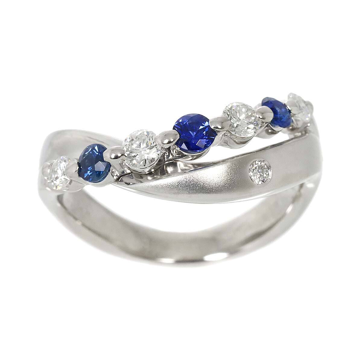 Luxury Promise Japan Sapphire 0.35ct Diamond 0.32ct Ring Pt Platinum size5.5-5.25(US) 90282559