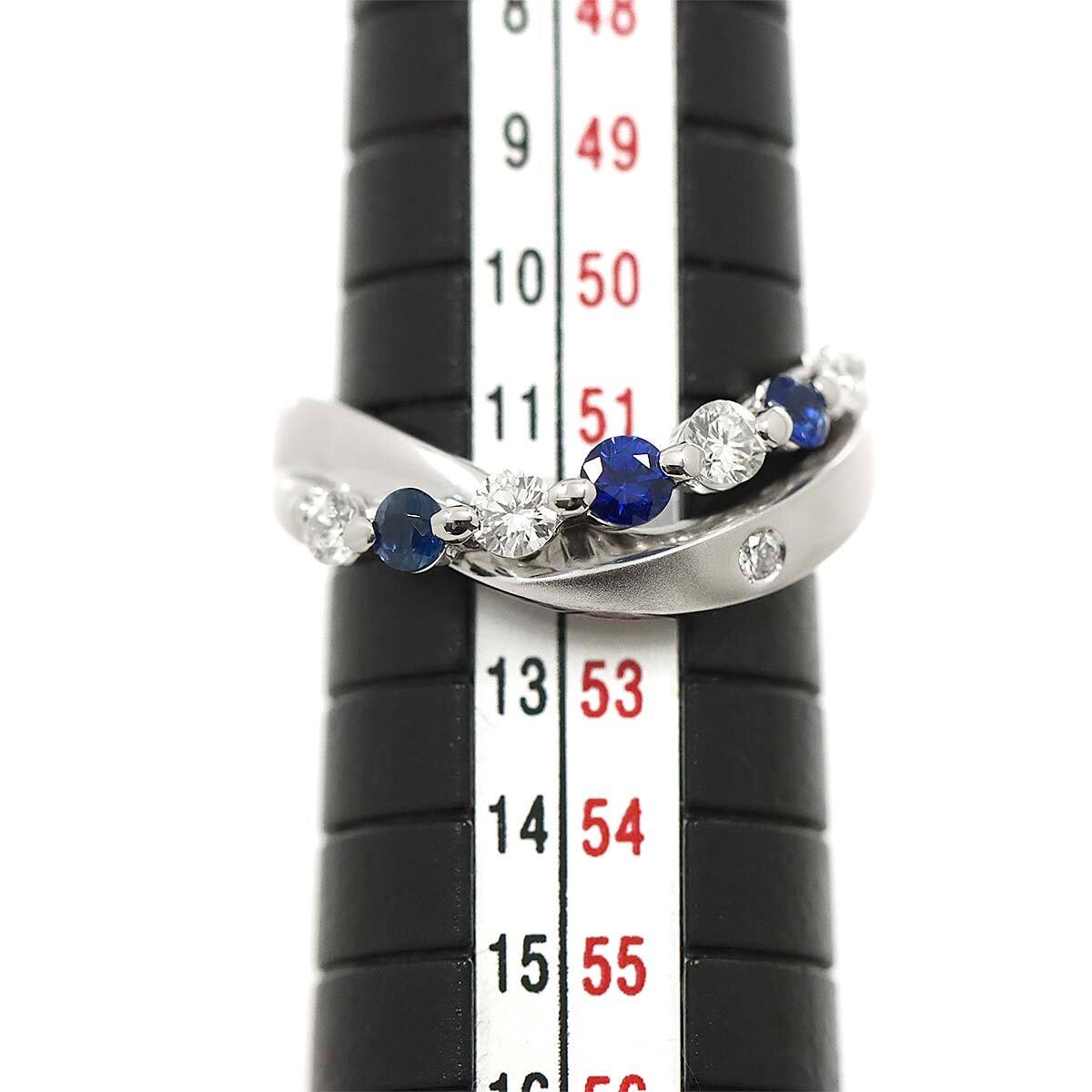 Luxury Promise Japan Sapphire 0.35ct Diamond 0.32ct Ring Pt Platinum size5.5-5.25(US) 90282559