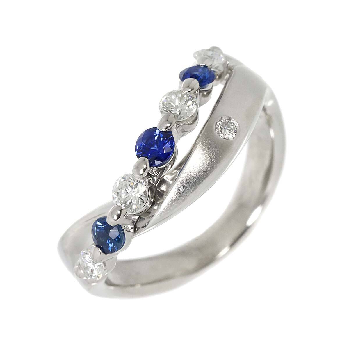 Luxury Promise Japan Sapphire 0.35ct Diamond 0.32ct Ring Pt Platinum size5.5-5.25(US) 90282559