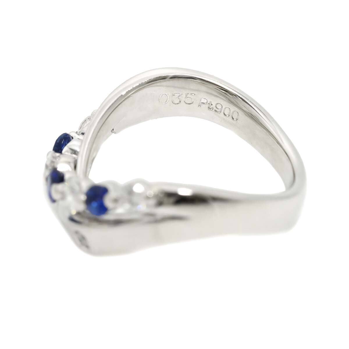 Luxury Promise Japan Sapphire 0.35ct Diamond 0.32ct Ring Pt Platinum size5.5-5.25(US) 90282559