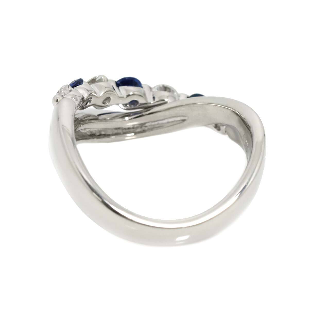 Luxury Promise Japan Sapphire 0.35ct Diamond 0.32ct Ring Pt Platinum size5.5-5.25(US) 90282559