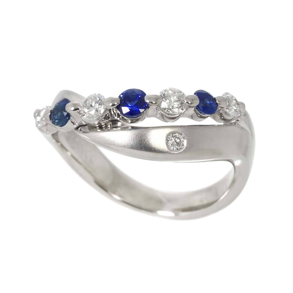 Luxury Promise Japan Sapphire 0.35ct Diamond 0.32ct Ring Pt Platinum size5.5-5.25(US) 90282559