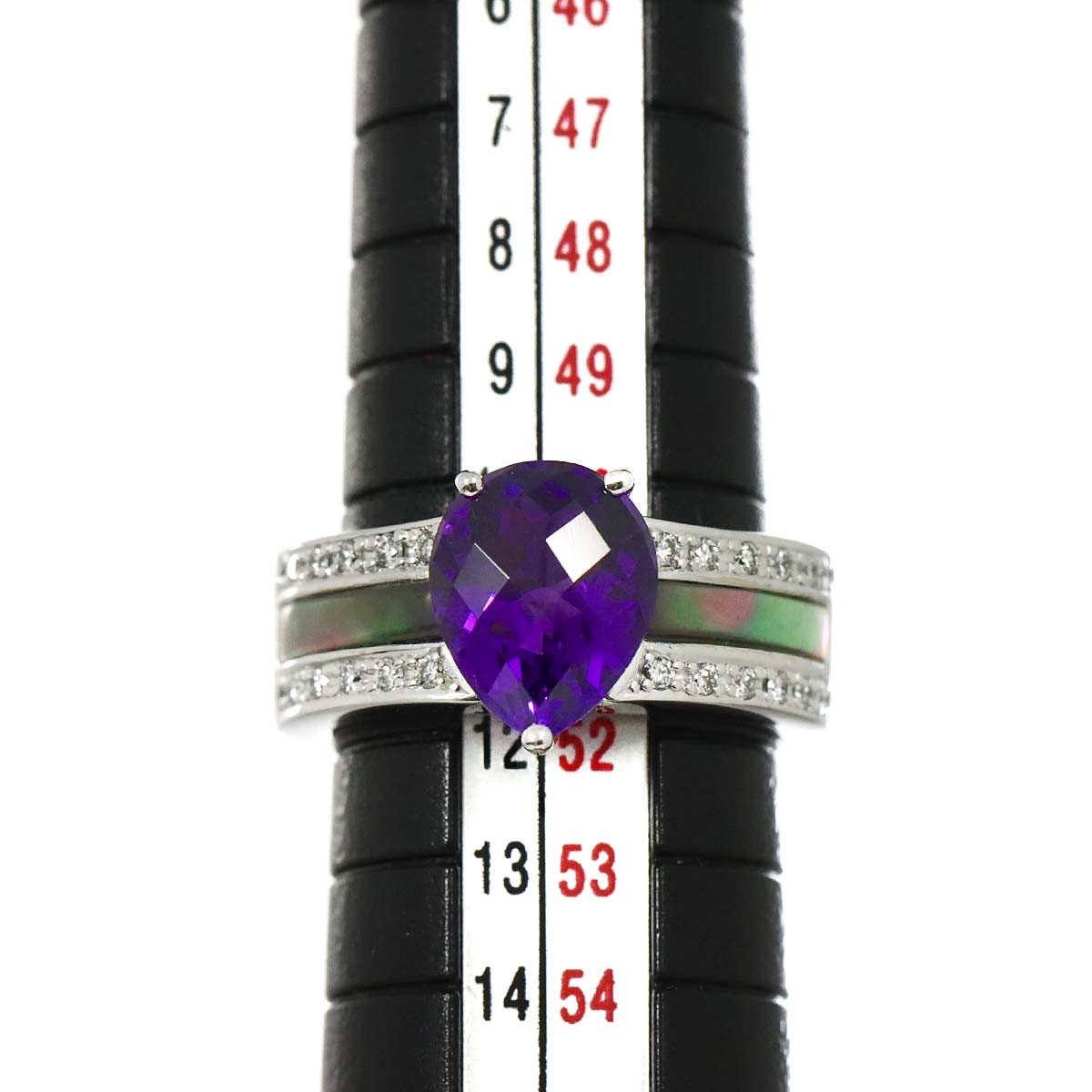 Luxury Promise Japan TASAKI Amethyst MOP Diamond 0.19ct Ring 18K WG 750 Size5.5-5.75(US) 90282348