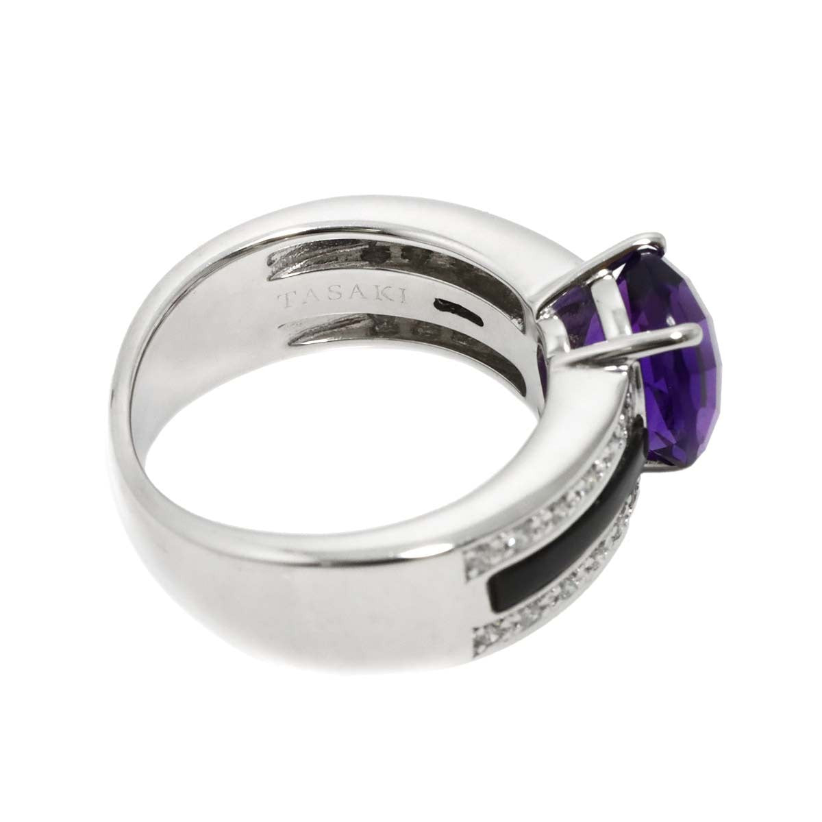 Luxury Promise Japan TASAKI Amethyst MOP Diamond 0.19ct Ring 18K WG 750 Size5.5-5.75(US) 90282348