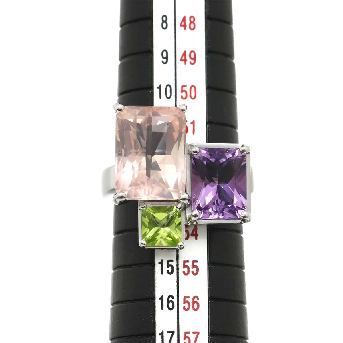 Luxury Promise Japan TASAKI Rose Quartz Amethyst Peridot Ring 18K WG 750 6.25-6.5(US) 90288367