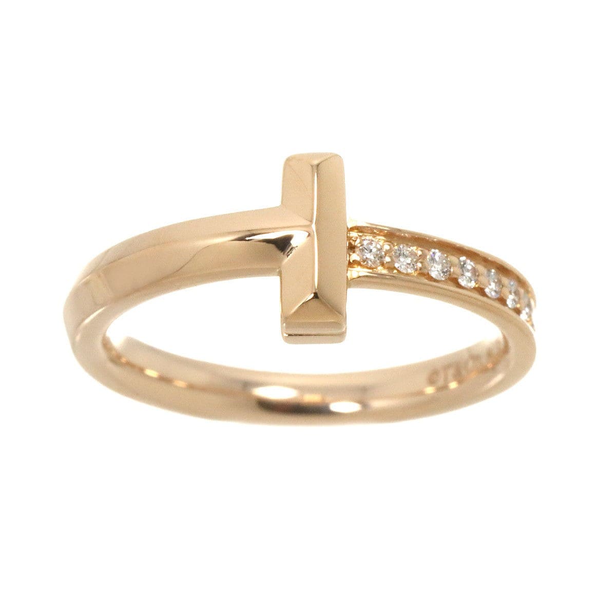 Luxury Promise Japan TIFFANY Co. T One Diamond Ring 18K PG 750 Size5.5-5.75(US) 90288322