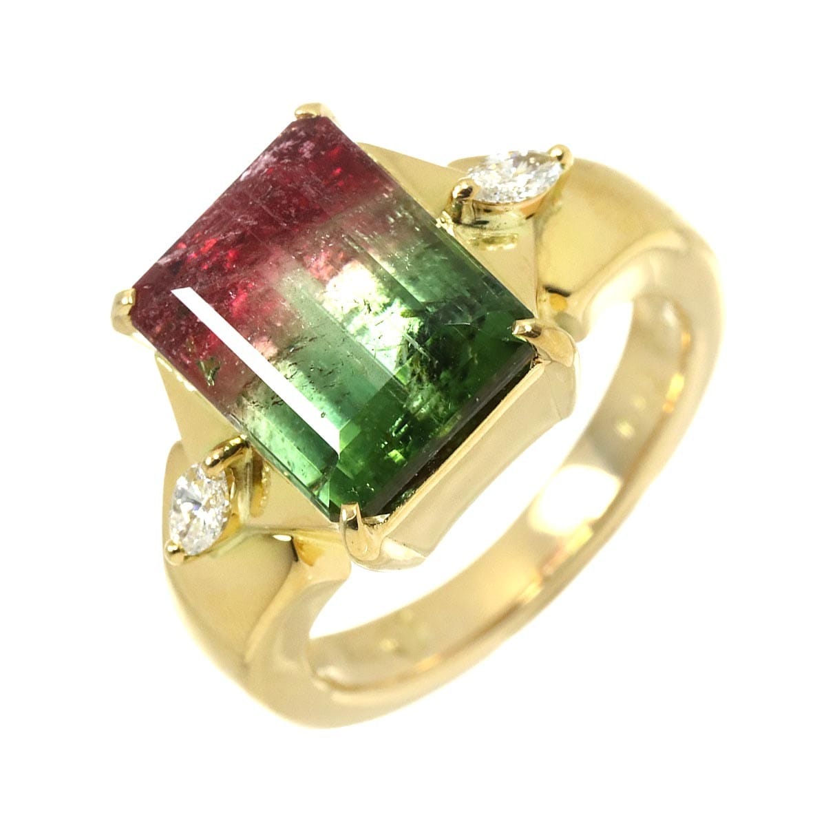 Luxury Promise Japan Tourmaline 6.55ct Diamond 0.16ct Ring 18K YG 750 Size6-6.25(US) 90315984