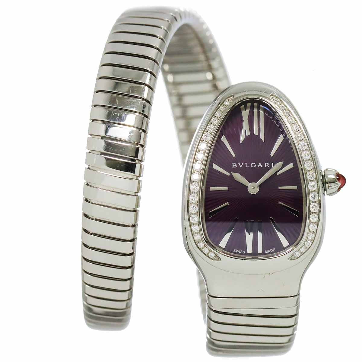 Luxury Promise Japan BVLGARI Serpenti SP35S Quartz Purple Dial Ladies Watch 90286840