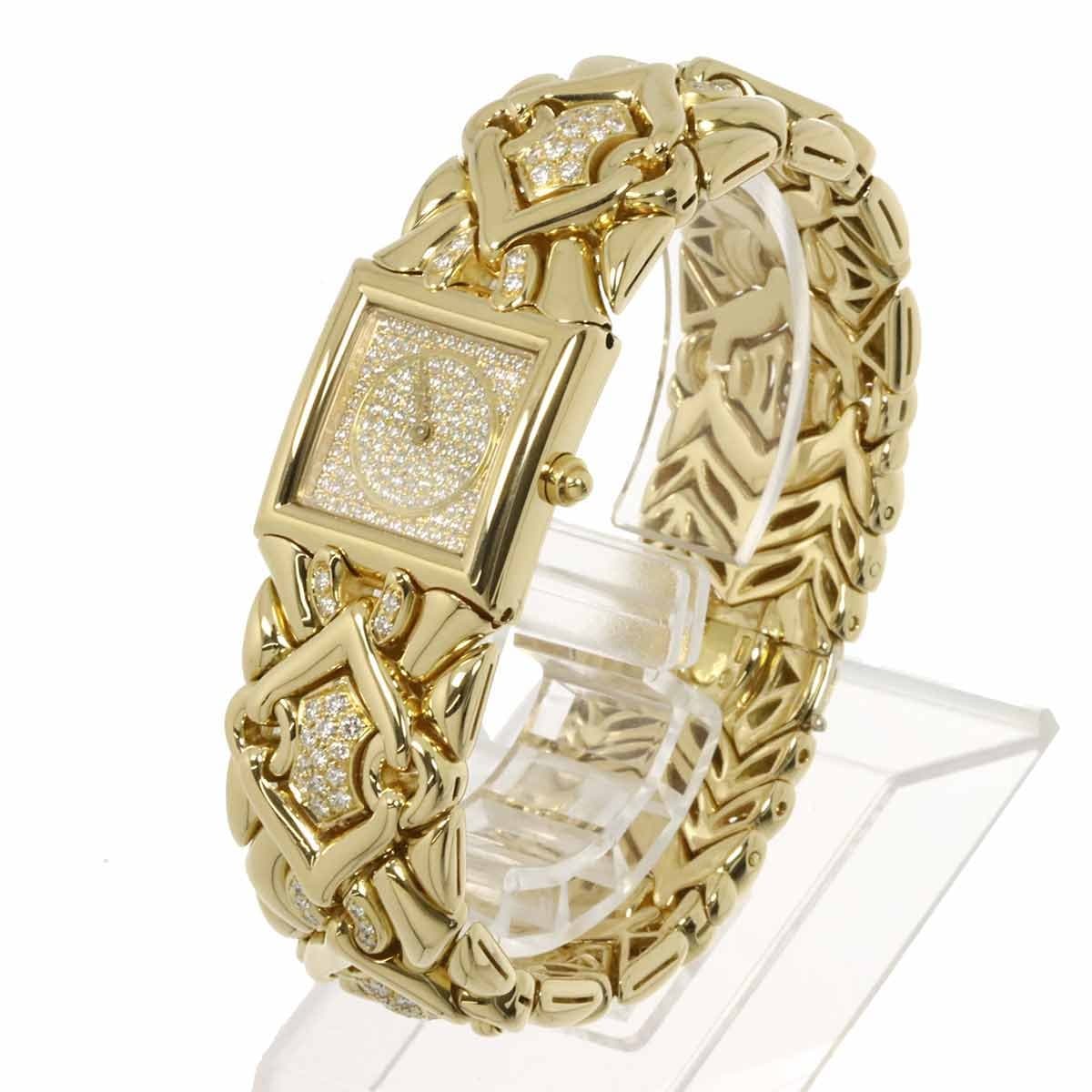 Luxury Promise Japan BVLGARI Torika BJ06 750 Yellow Gold Diamond Gold Dial Ledies 90309023