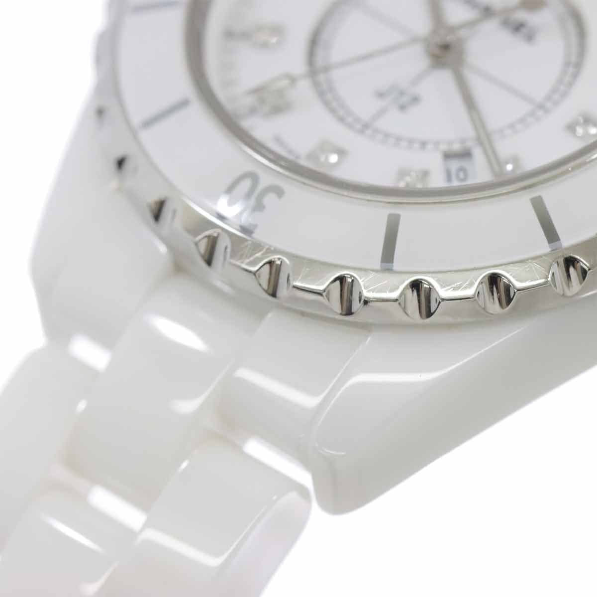 Luxury Promise Japan CHANEL J12 33mm H1628 12P Diamond Quartz White Dial Ladies Watch 90308019