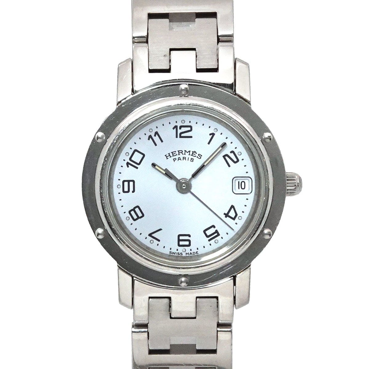 Luxury Promise Japan HERMES Clipper CL4 210 Quartz White Dial Ladies Watch 90288606
