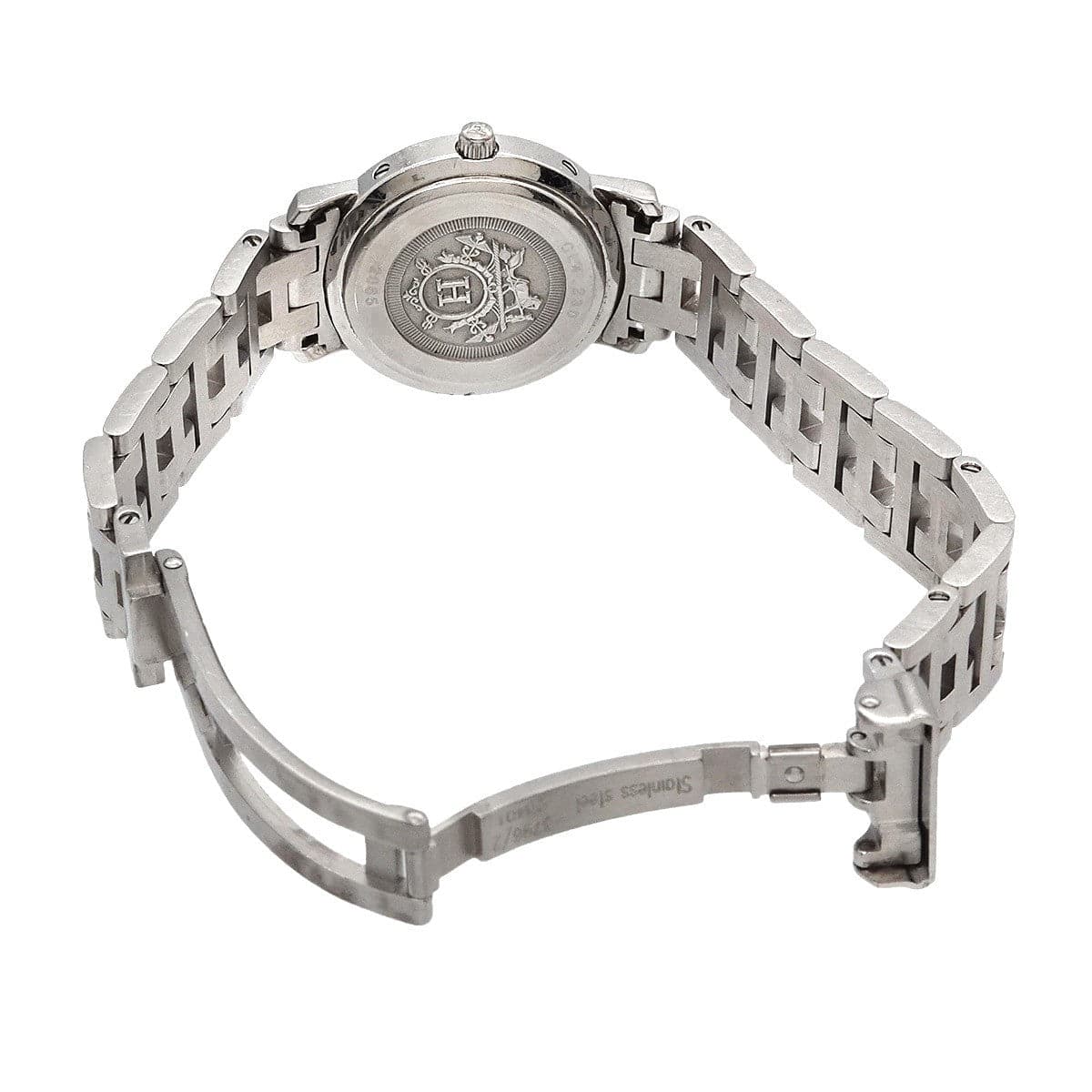 Luxury Promise Japan HERMES Clipper Nacre CL4.230 12P Diamond Bezel Pink Shell Dial Quartz 90300264