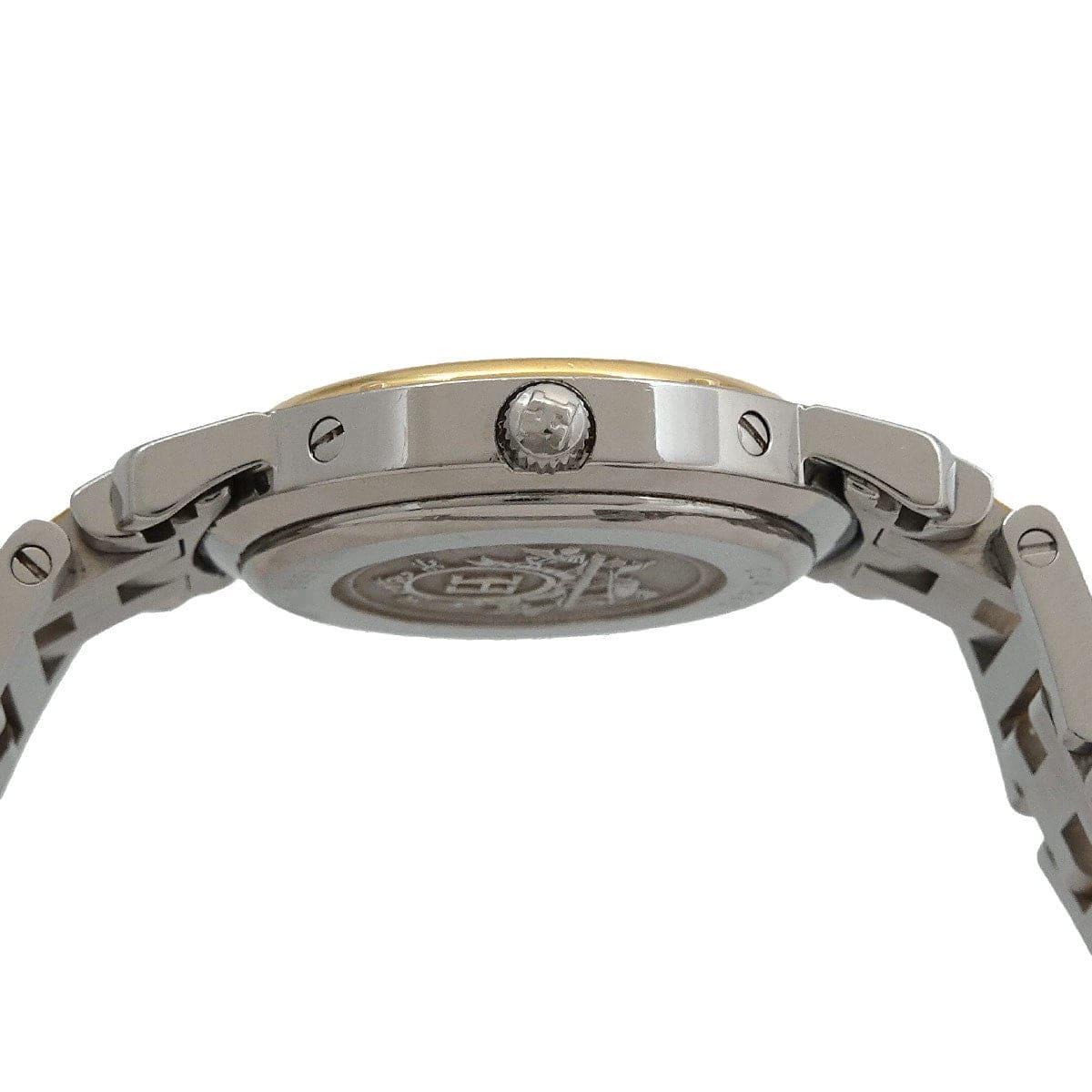 Luxury Promise Japan HERMES Clipper Two Tone CL4 220 Quartz Date cream Dial Ladies Watch 90301346