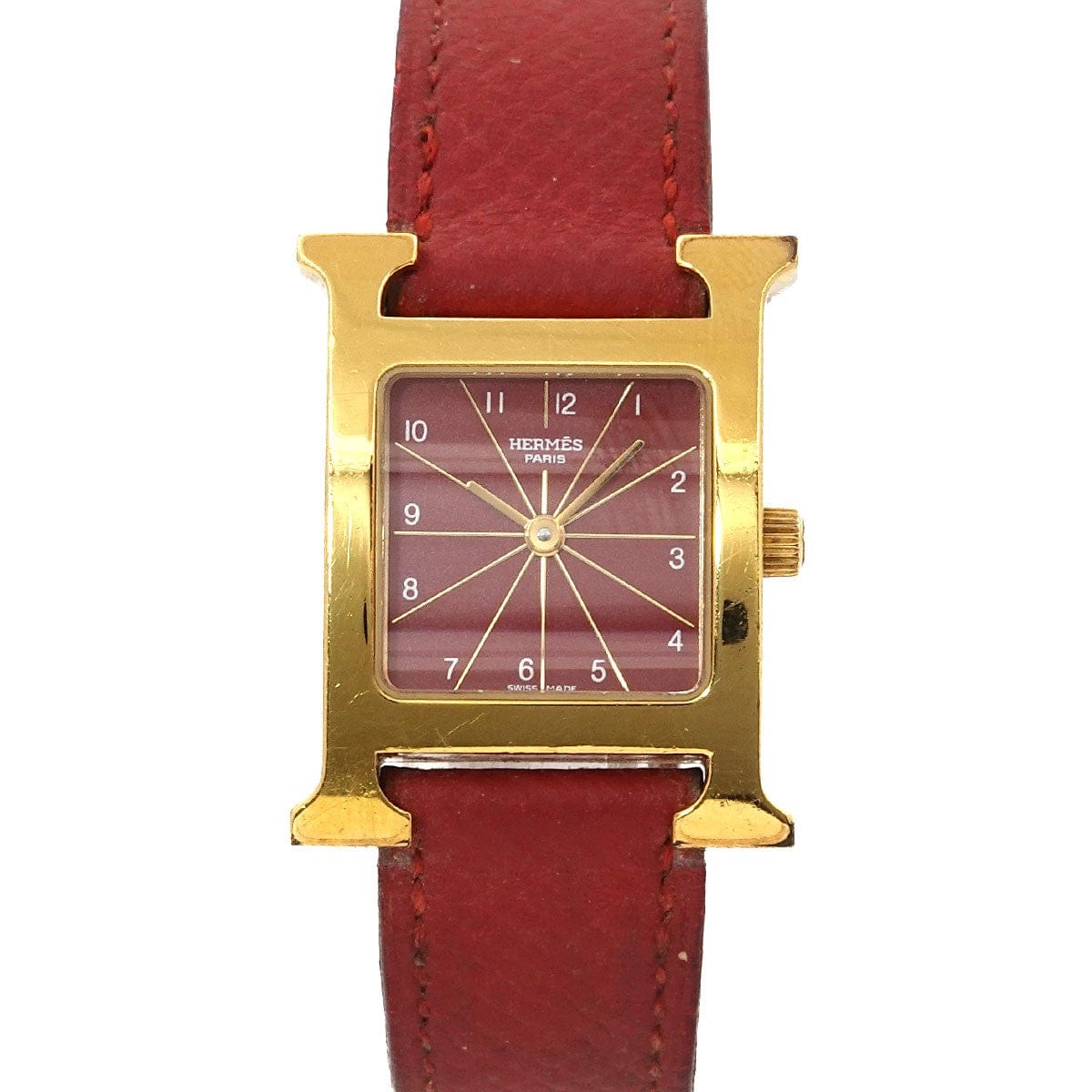 Luxury Promise Japan HERMES H Watch HH1 201 Quartz Red Dial Ladies Watch 90305323