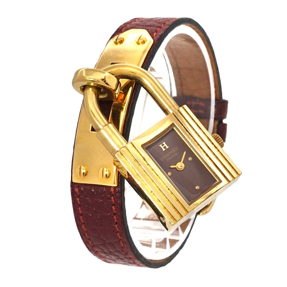 Luxury Promise Japan HERMES Kelly Watches Quartz bordeaux Dial Vintage Cadena Ladies 90285279