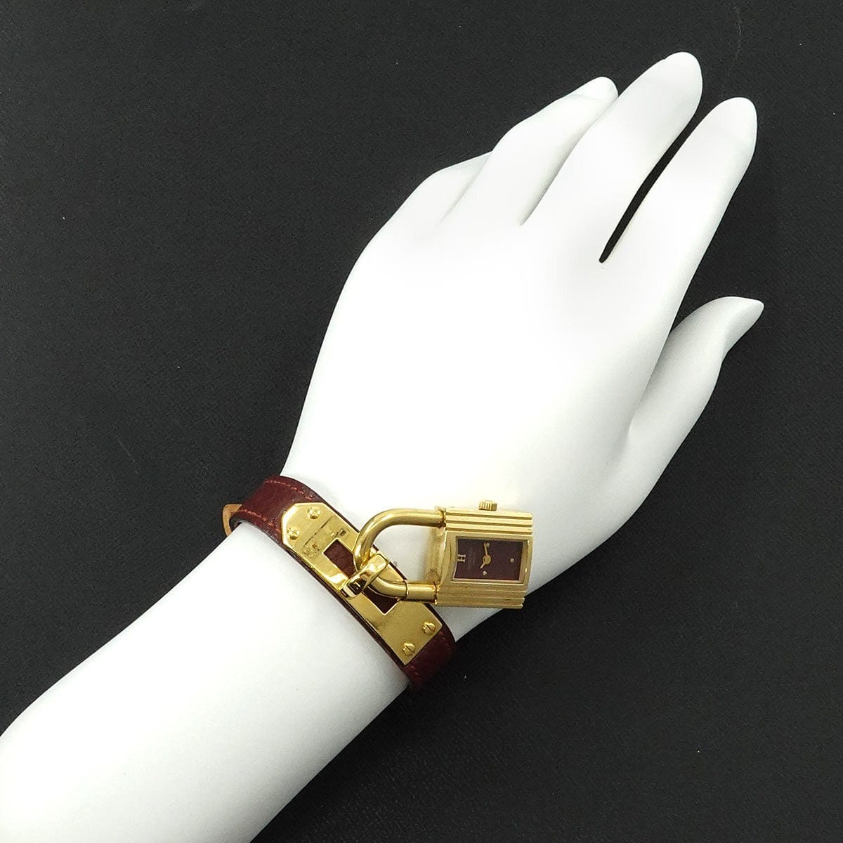 Luxury Promise Japan HERMES Kelly Watches Quartz bordeaux Dial Vintage Cadena Ladies 90285279