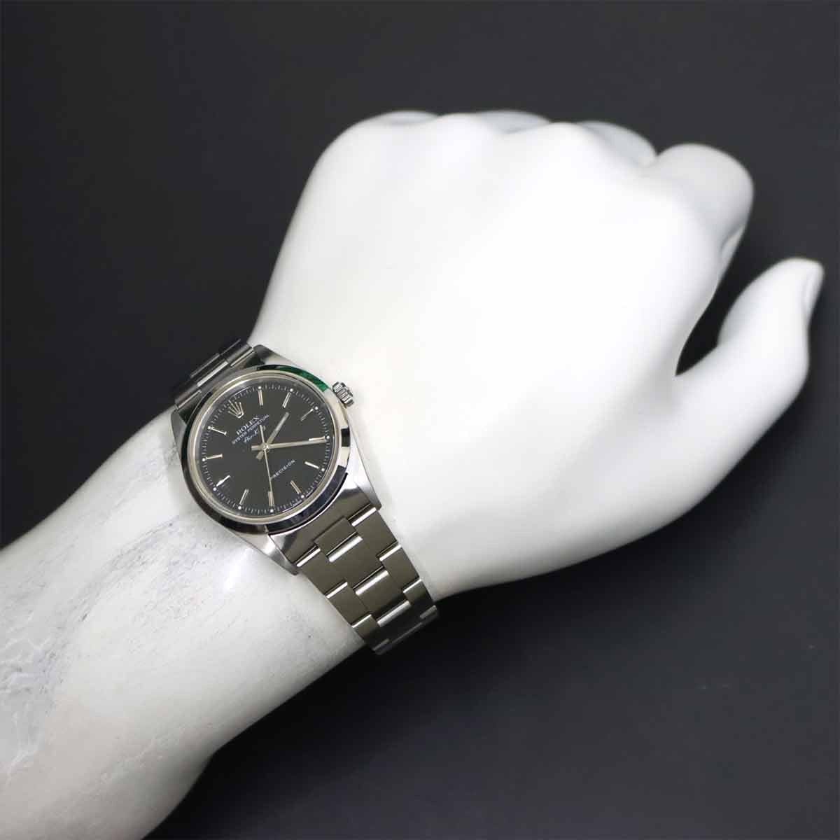 Luxury Promise Japan ROLEX Air King 14000 Serial A Automatic Black Dial Mens Watch 90302577
