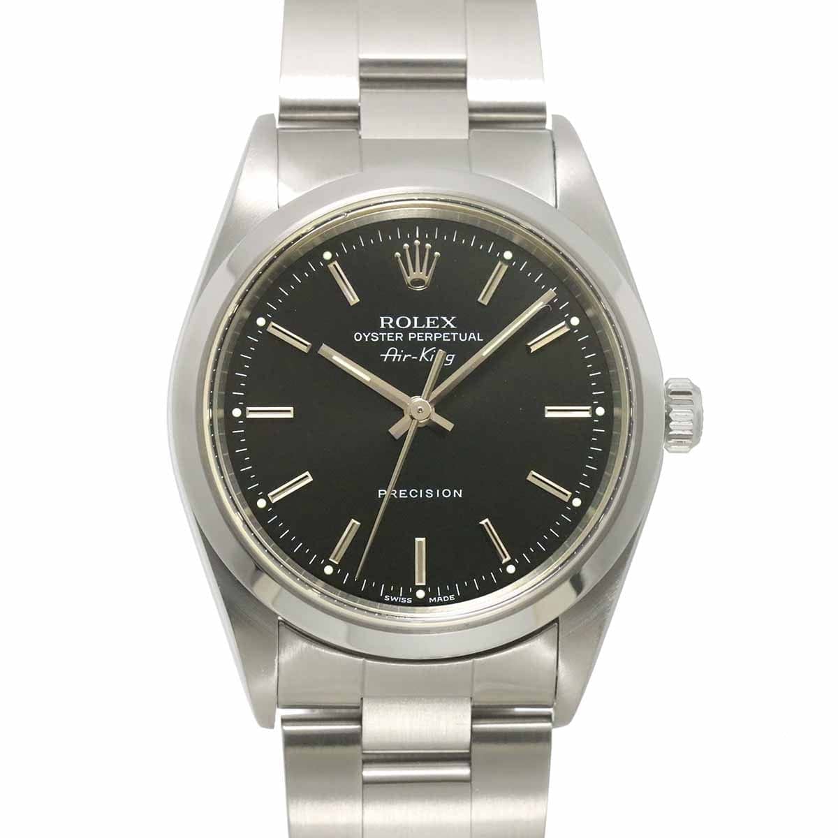 Luxury Promise Japan ROLEX Air King 14000 Serial A Automatic Black Dial Mens Watch 90302577