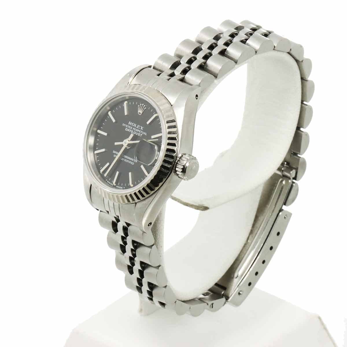 Luxury Promise Japan ROLEX Datejust 69174 Serial S Black Dial 750 White Gold Ladies Watch 90307044