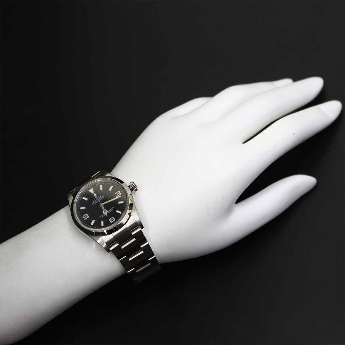 Luxury Promise Japan ROLEX Explorer 1 114270 Serial F Automatic Black Dial Mens Watch 90303541
