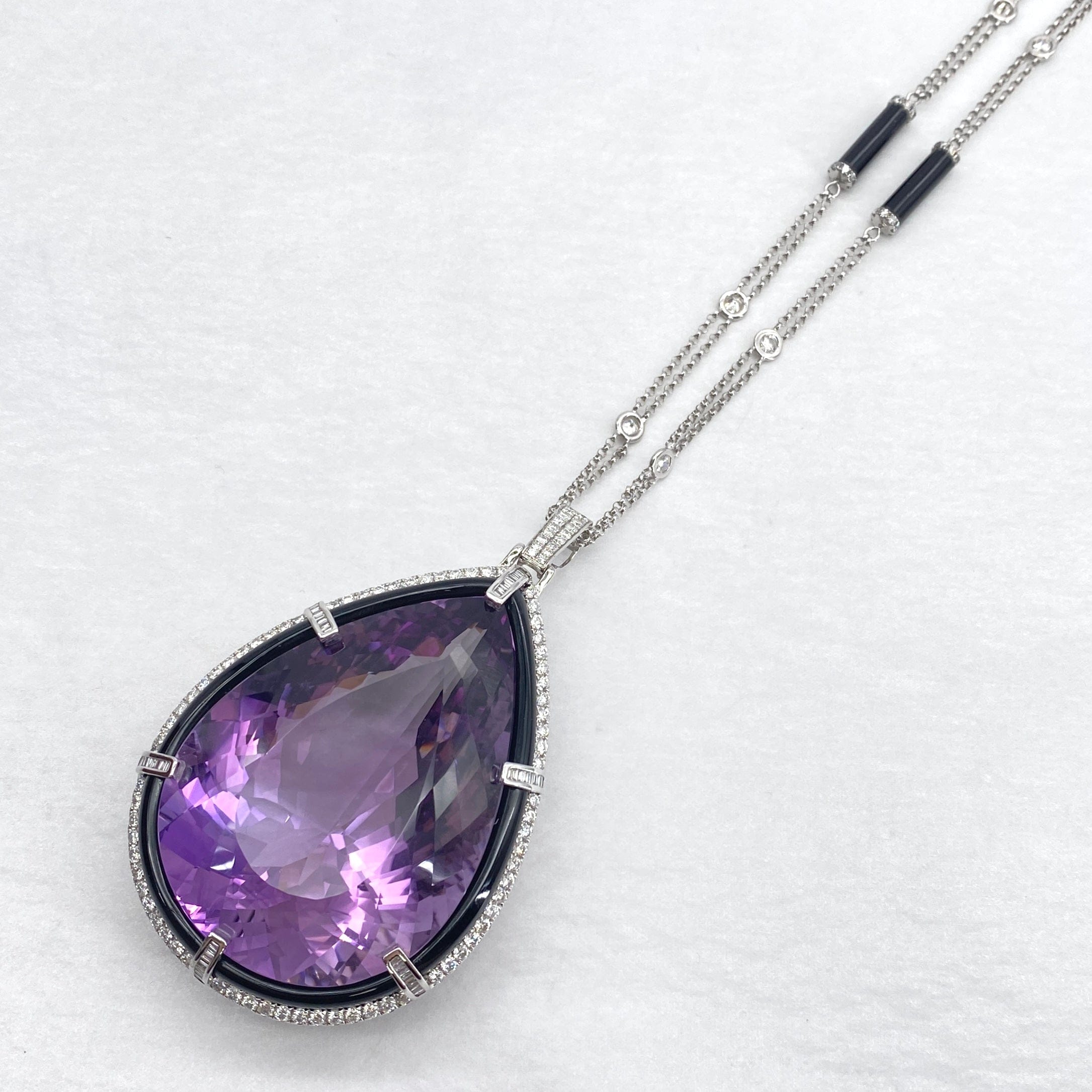 Luxury Promise Japan K18/750 Amethyst Necklace AM238.6 ON D4.4 87.6g Certificate 54442