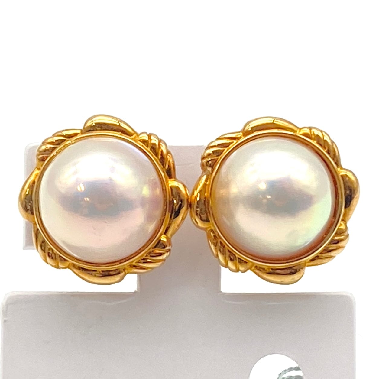 Luxury Promise Japan K18 Mabe Pearl Earrings MP11 1.62mm 8.6g 51992