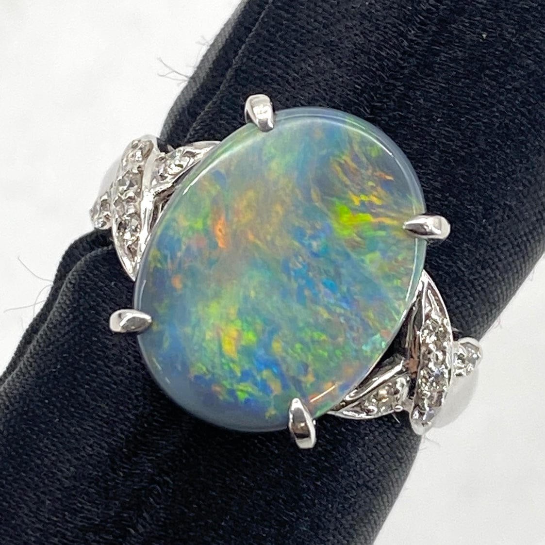 Luxury Promise Japan K18WG Black Opal Ring BOP4.59 D0.15 4.2g GRJsorting US6.25 51644