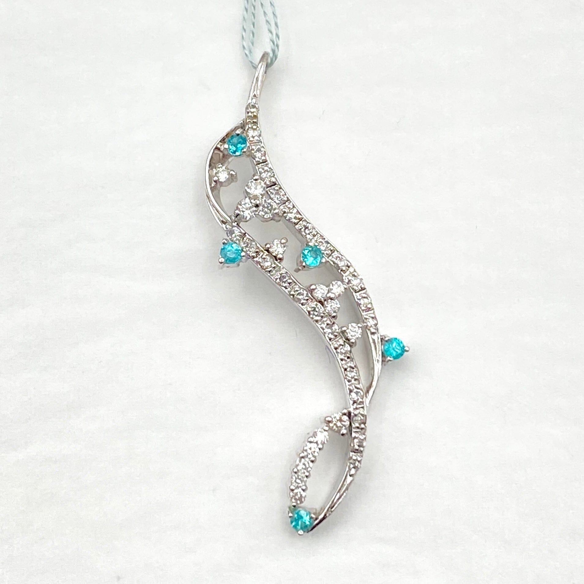Luxury Promise Japan K18WG Paraiba pendant top PRT0.122 D0.386 4.4g 54264
