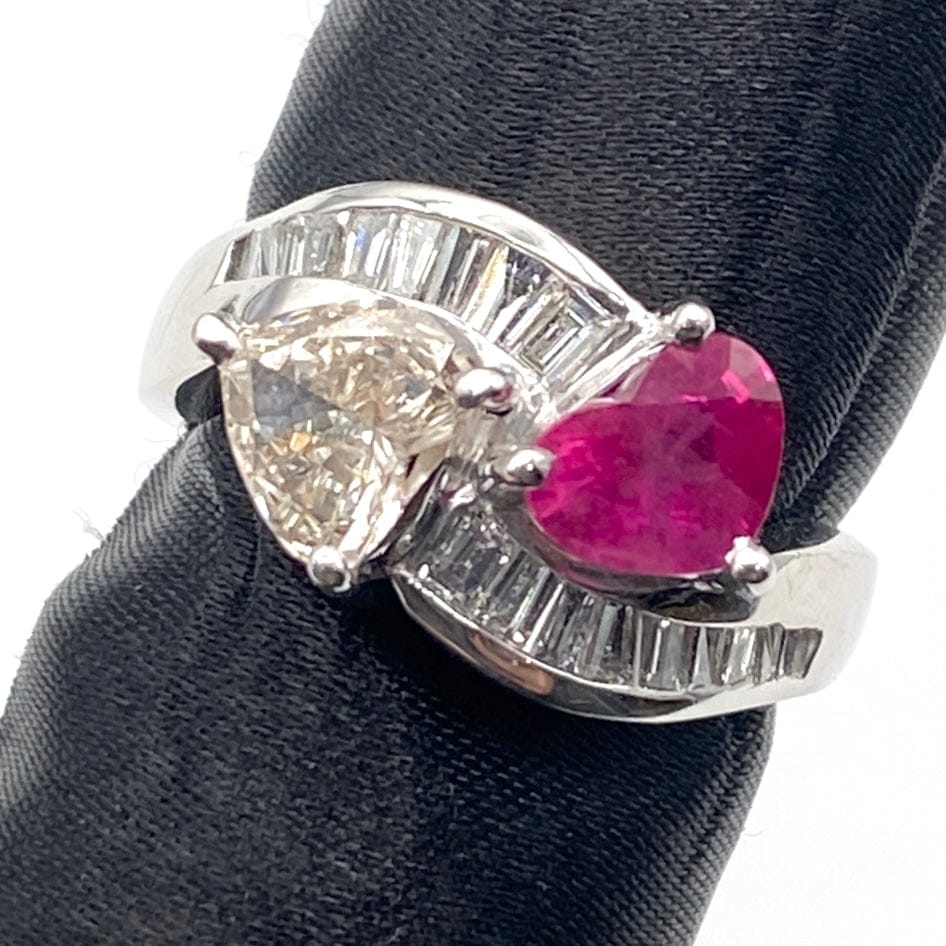Luxury Promise Japan K18WG Ruby Ring 1.07 D0.72 D0.80 10g sorting US6.5 49982