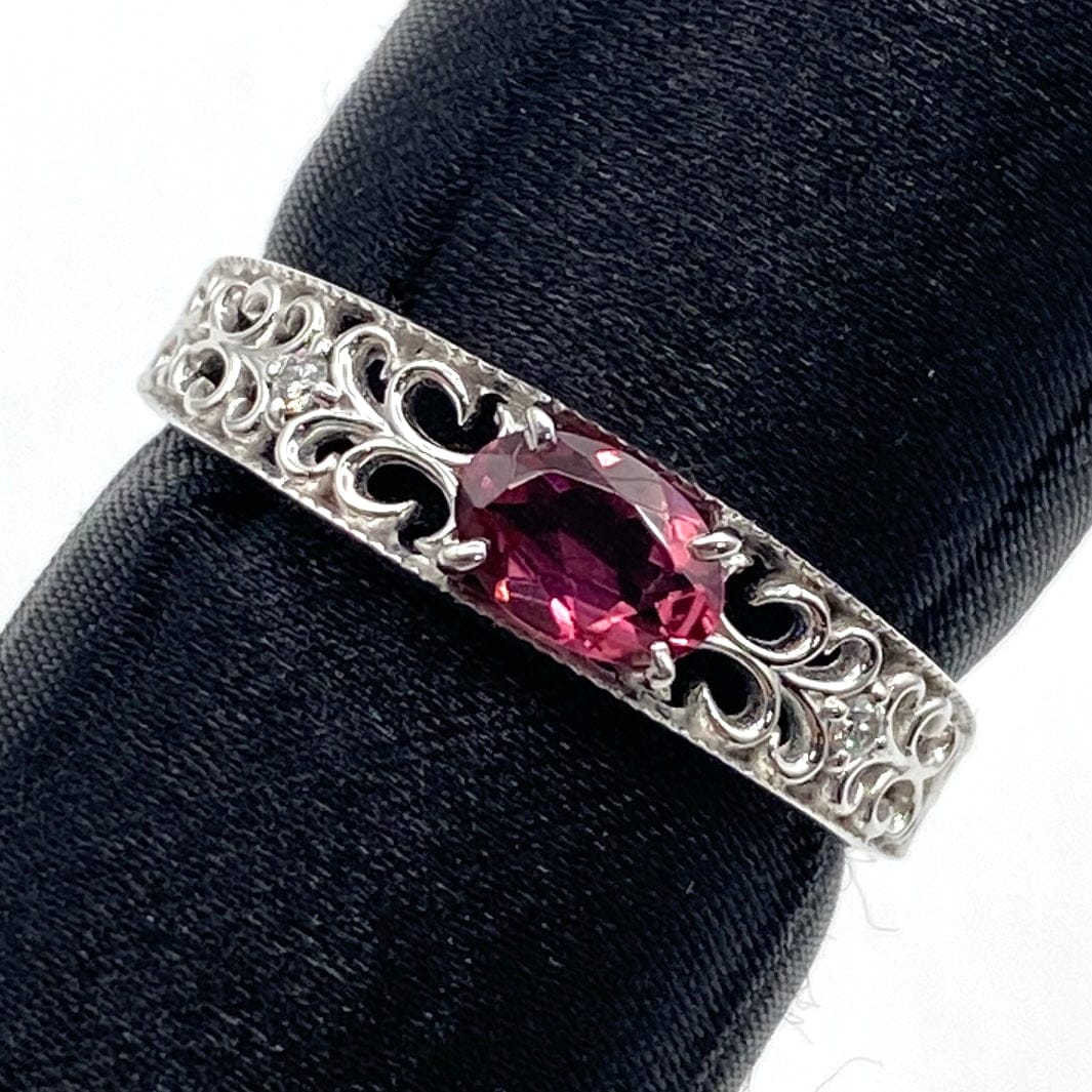 Luxury Promise Japan K18WG Tourmaline Ring DA 0.03 2.4g US7.5 26-19984-0