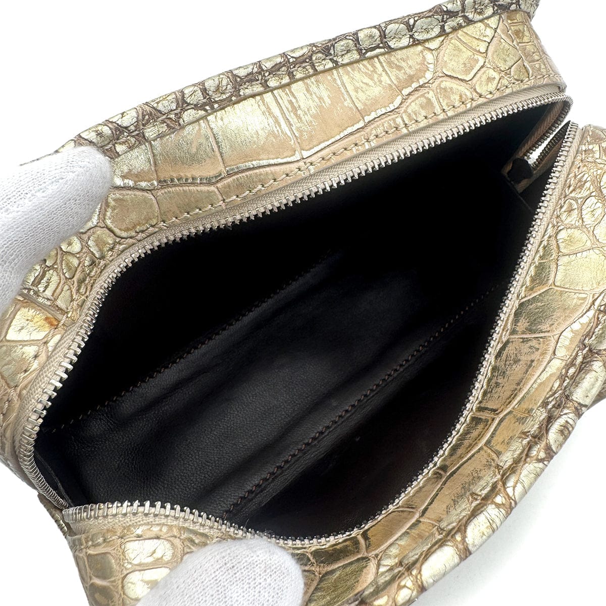 Luxury Promise Japan LOEWE AMAZONA MINI HAND BAG GOLD CROCODILE 90301031