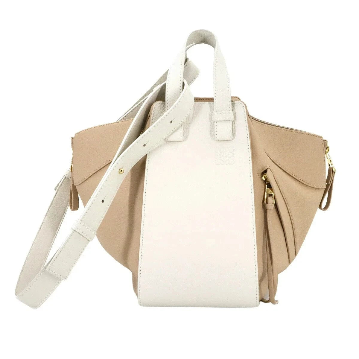 Luxury Promise Japan LOEWE Hammock Small Hand Shoulder Bag Leather White Beige Purse 90285194