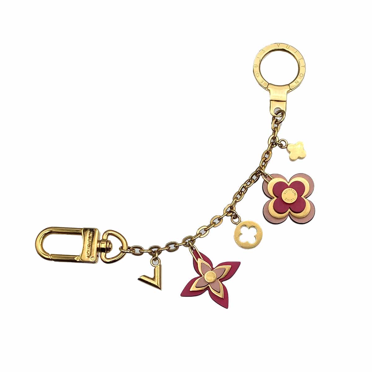 Luxury Promise Japan LOUIS VUITTON KEY BAG CHARM  BIJOUX SAC CHENNE BLOOMING FLOWER PINK GOLD ACCESSORY M67288 90312577
