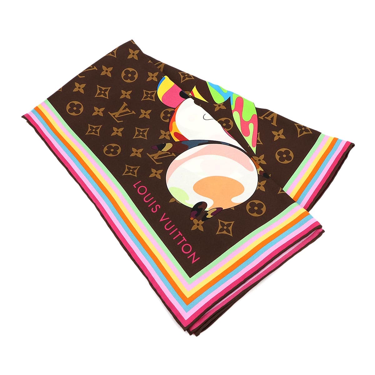 Luxury Promise Japan LOUIS VUITTON LV×TM Carre 70 Super Flat Brown M96274 Takashi Murakami Monogram Scarf Louis Vuitton 90277899