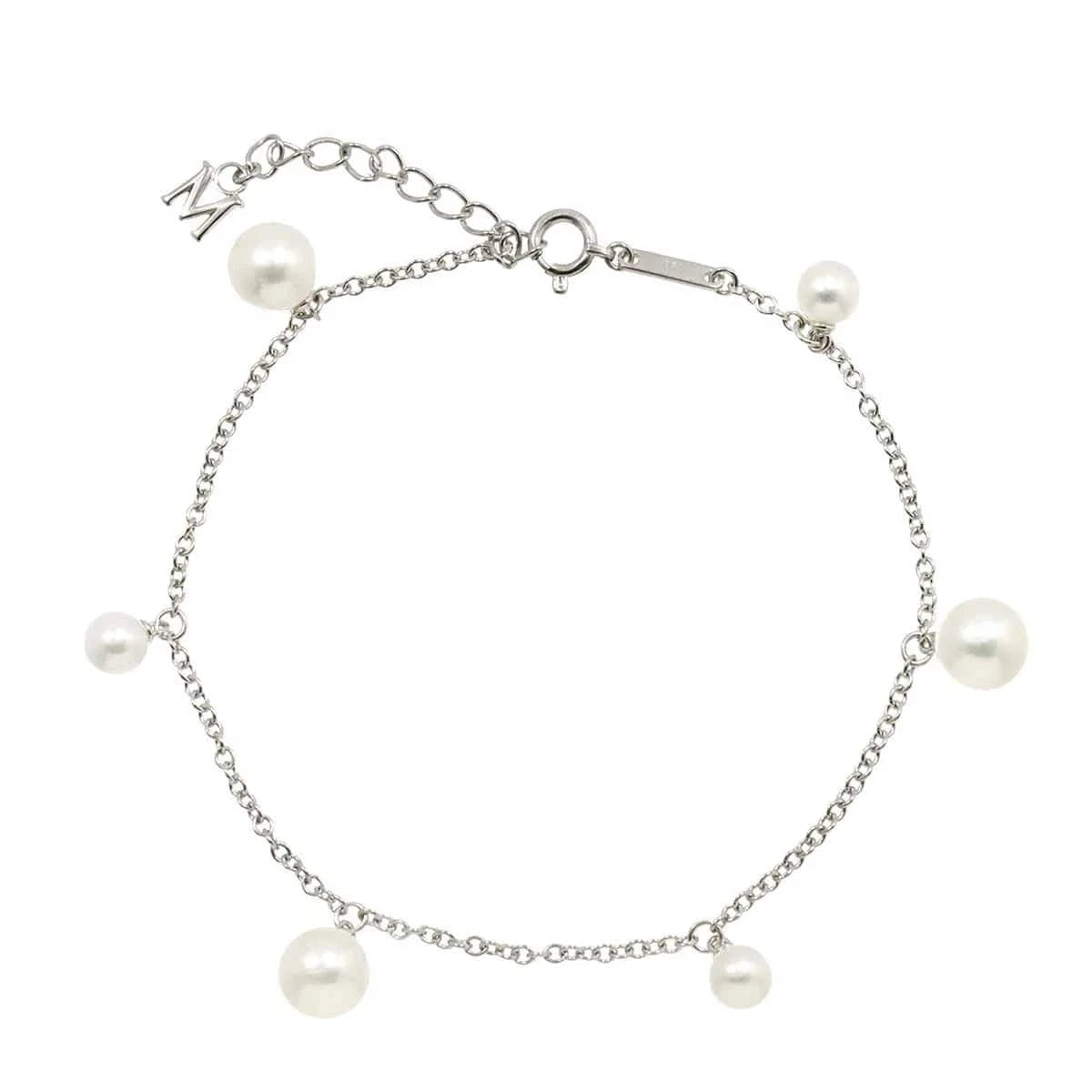 Luxury Promise Japan MIKIMOTO Akoya Pearl 6.5-4.7mm Bracelet 18K White Gold 750 90290507