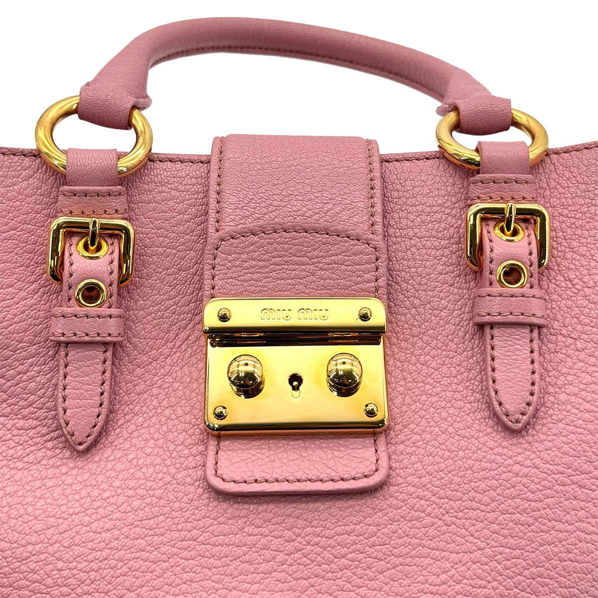 Luxury Promise Japan MIUMIU MADRAS HAND SHOULDER BAG PINK LEATHER 90299063
