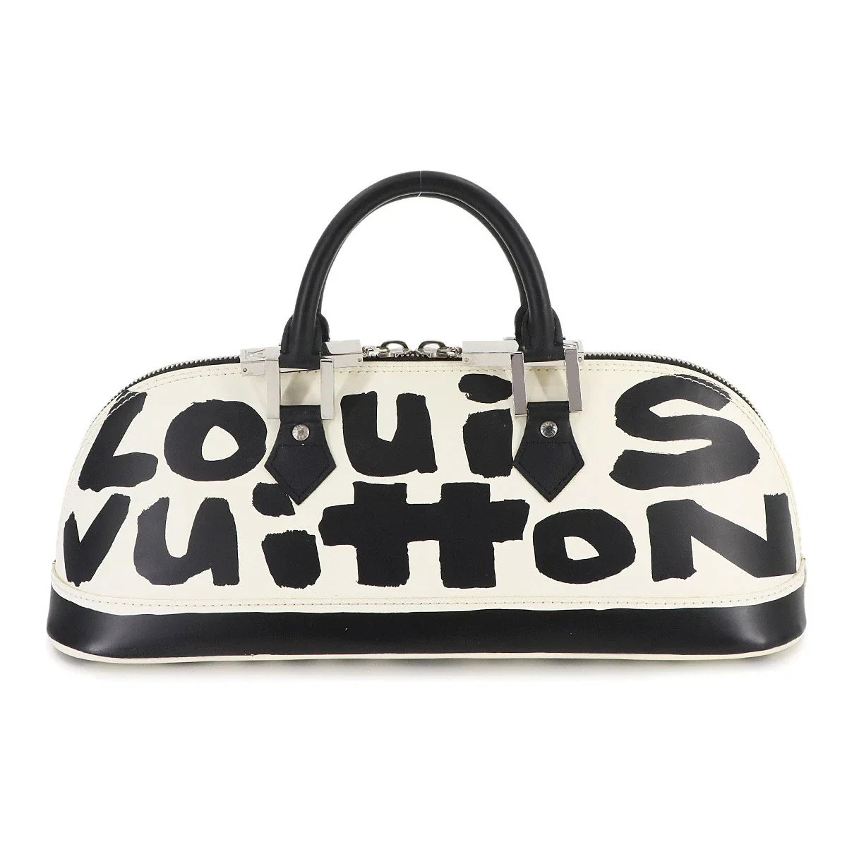 Luxury Promise Japan Monogram Graffiti Alma Horizontal Hand Bag Leather White Black M92175 90286933