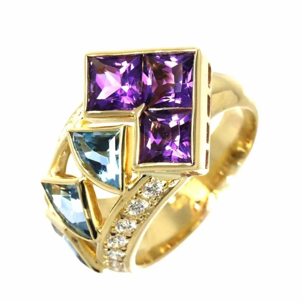 Luxury Promise Japan Multi Stone Diamond 0.30ct Ring 18K YG 750 Size5.75-6(US) 90276194