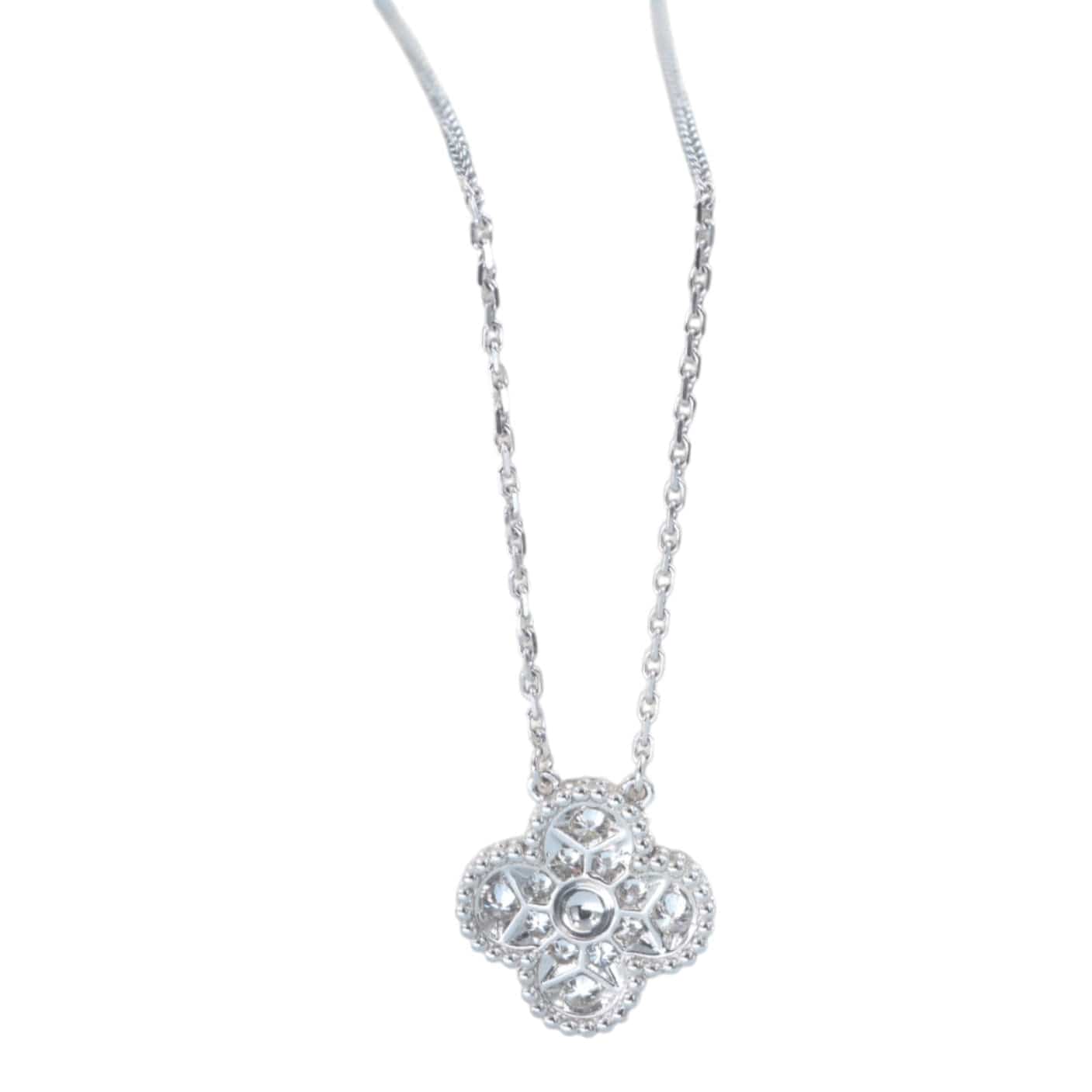 Luxury Promise Japan VCA Alhambra Pendant 18K White Gold Diamond