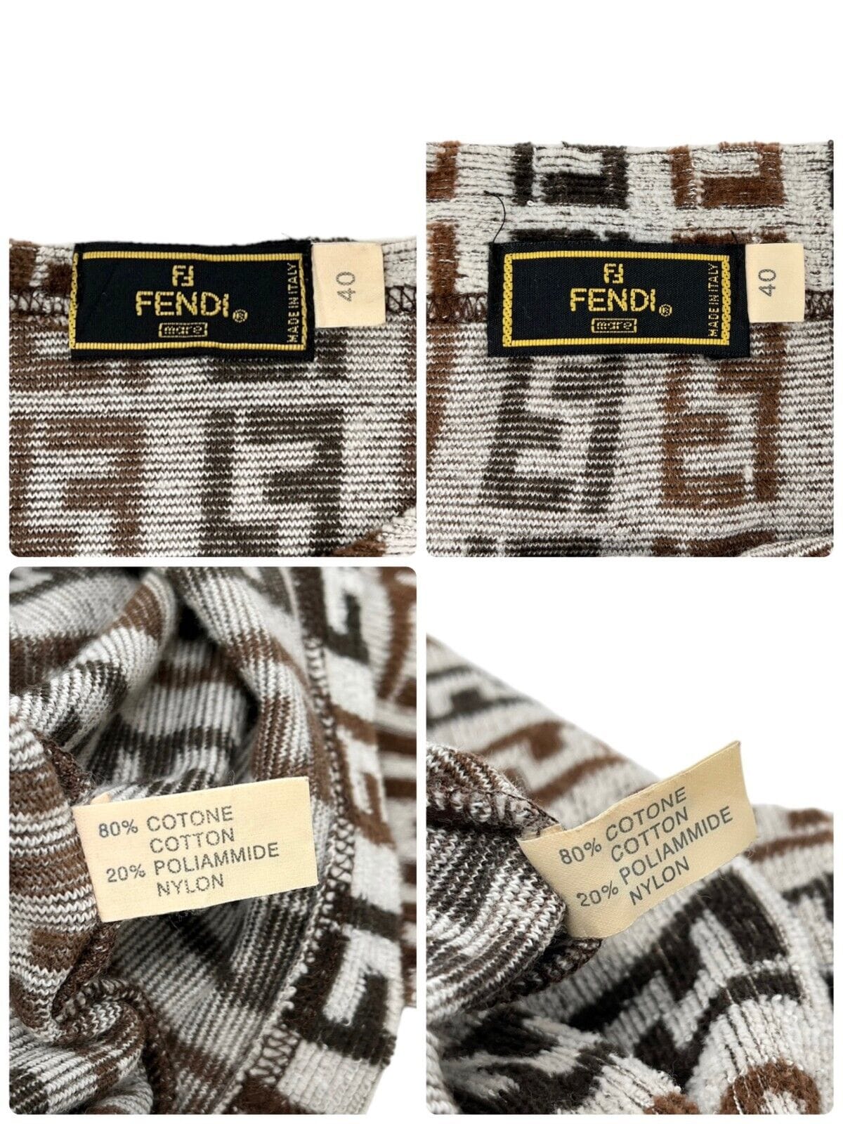 Luxury Promise Japan FENDI Vintage Zucca Monogram Cropped Top Mini Skirt Set #40 Brown Rank AB