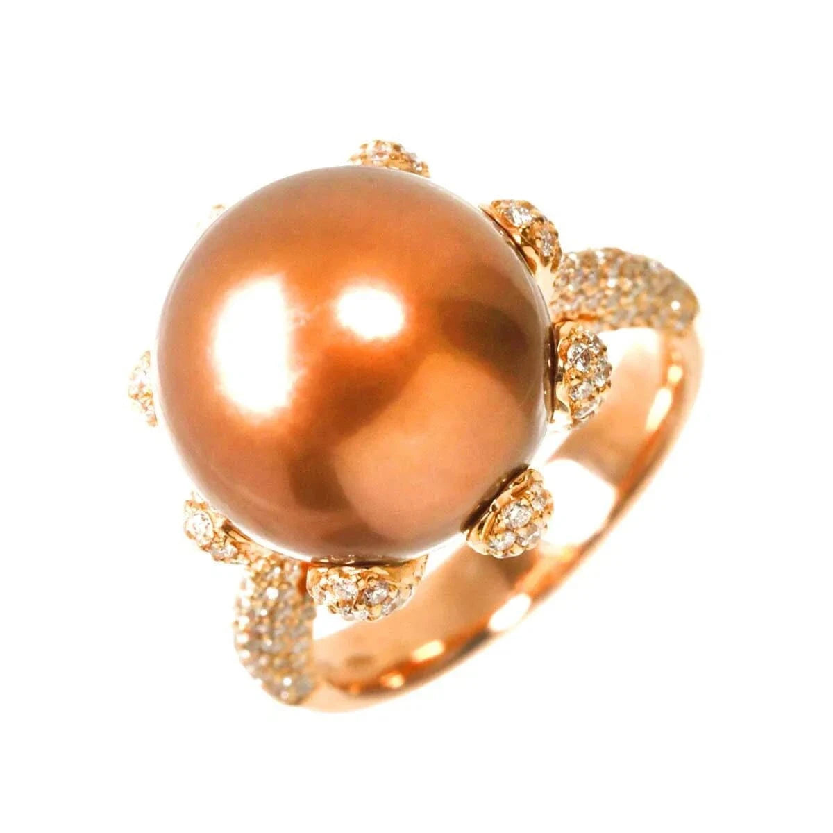 Luxury Promise Japan Ponte Vecchio South Sea Pearl Diamond 0.97ct Ring 18K PG Size 5.5-5.75US 90281496