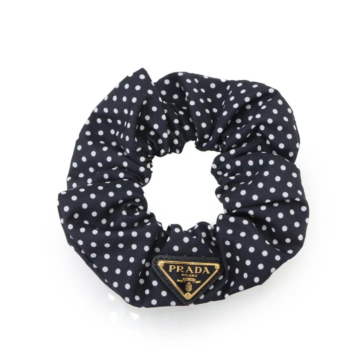 Luxury Promise Japan PRADA Triangle Logo Scrunchie Re-Nylon Navy 1IF015 Hair Accessory 90340683