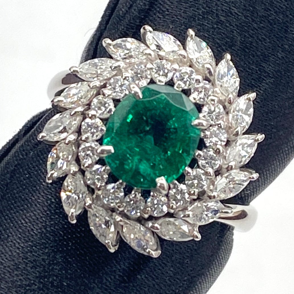 Luxury Promise Japan PT900 Emerald Ring EM 1.63 DA 1.08 8.4g 25-51093-0 US6.5