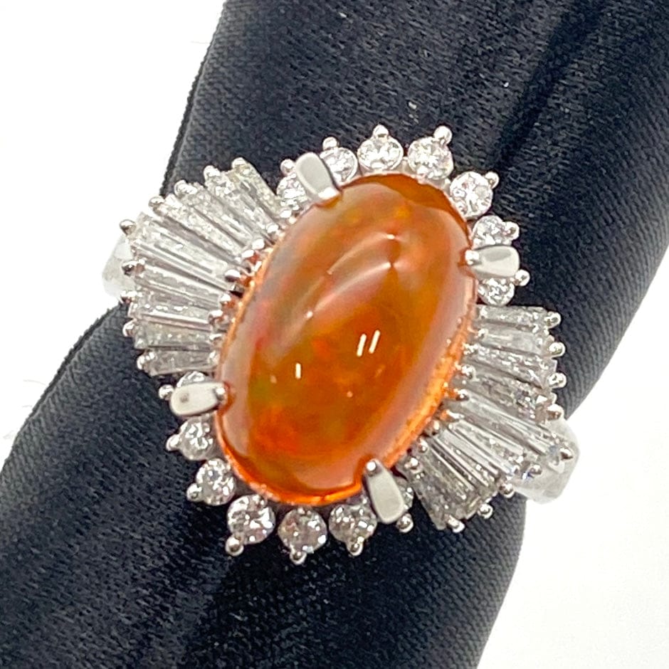 Luxury Promise Japan Pt900 Fire Opal Ring KOP3.31 D0.50/D0.19 8.6g US6 53052