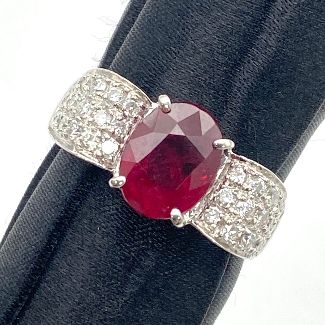 Luxury Promise Japan Pt900 Ruby Ring R2.55 D0.5 Thailand GRS 8.9g US7 51758