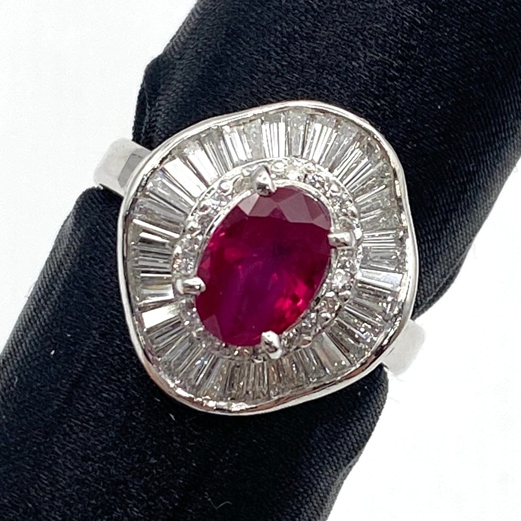 Luxury Promise Japan PT900 Ruby Ring, RU 1.52, DA 1.03, 8.7g, GIA Certificate, Burma, US6.75 26-11101-0